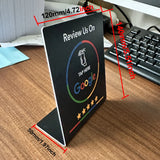 Placa NFC acrílica de reseñas · de pie o adhesiva