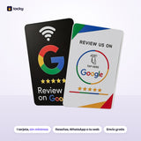 Tarjeta NFC de reseñas de Google en negro y en blanco