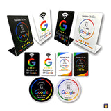Plaques NFC acríliques de ressenyes de Google de peu i adhesives, en negre i blanc · Tocky