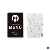 “View the menu” NFC card in Spanish · black adhesive · Tocky