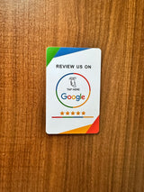 Placa NFC acrílica de reseñas · de pie o adhesiva