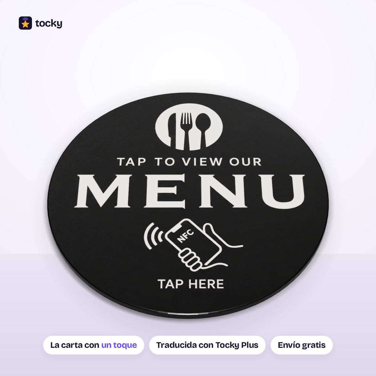 Pegatina NFC redonda Ver la carta para mesas de restaurante