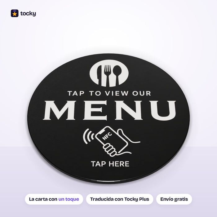 Pegatina NFC redonda Ver la carta para mesas de restaurante