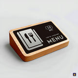 “View the menu” NFC card with wooden stand · Tocky